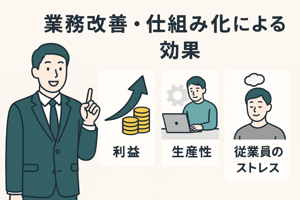 現場の改善を成功に導くには、「見える化→改善→標準化→定着」の4ステップがカギ。誰でも実践できる業務改善の基本フローを図解で紹介します。